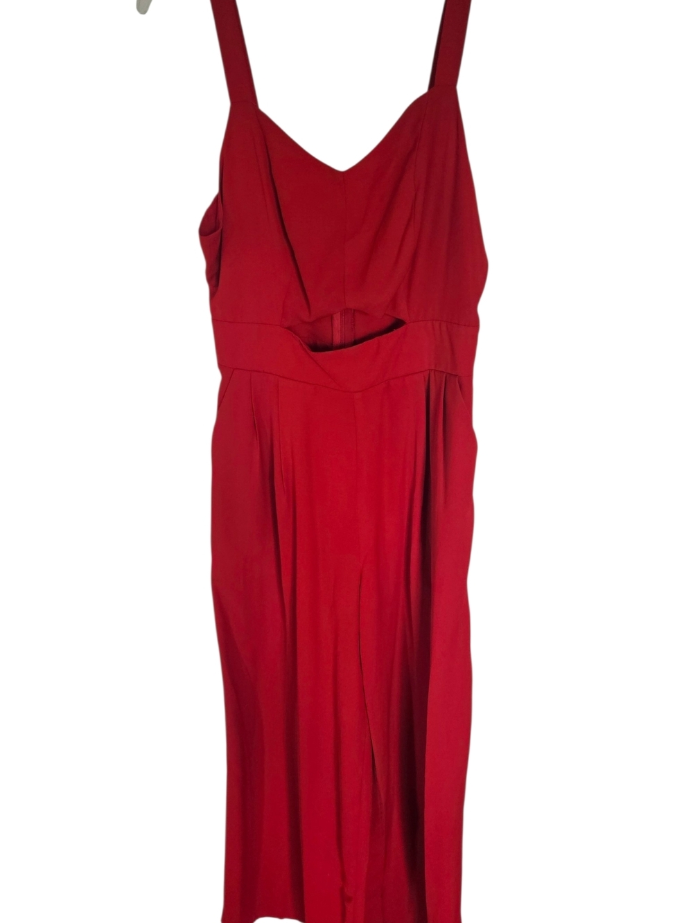 Fond Red Wide Leg Jumpsuit with Waist Cutout